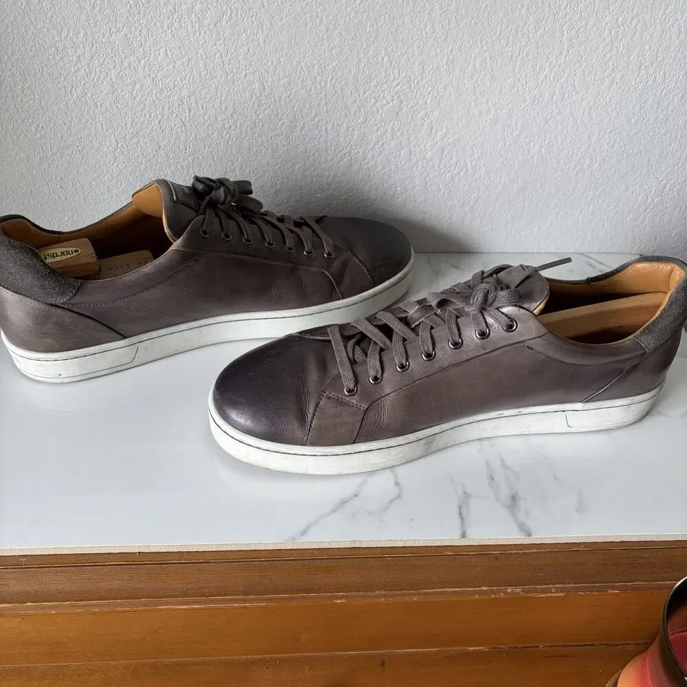 Magnanni Mens Elonso Low Sneaker Size 15 M Brown Leather Casual Shoe Museum Calf